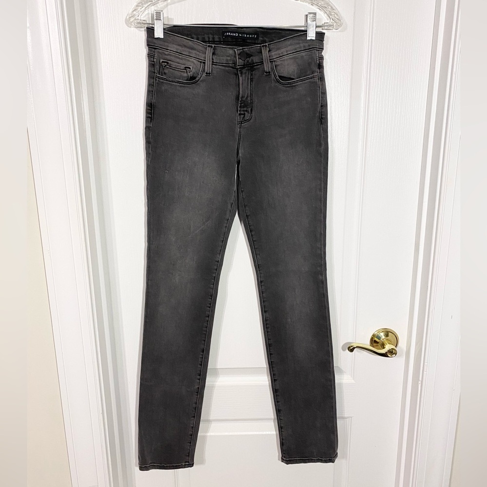 Theory x J Brand Skinny Mid Rise Rail Jeans USA MADE Charcoal Size 27